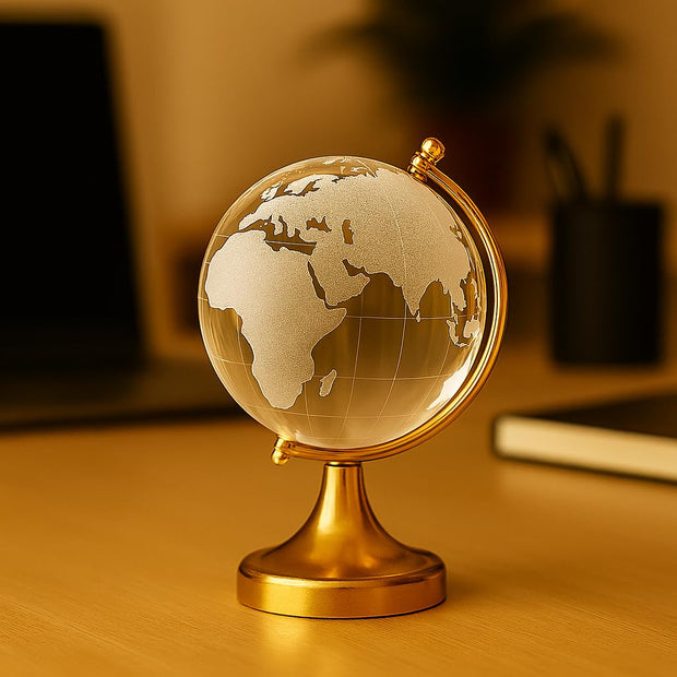 Feng Shui Crystal Globe With Golden Stand For Good Luck