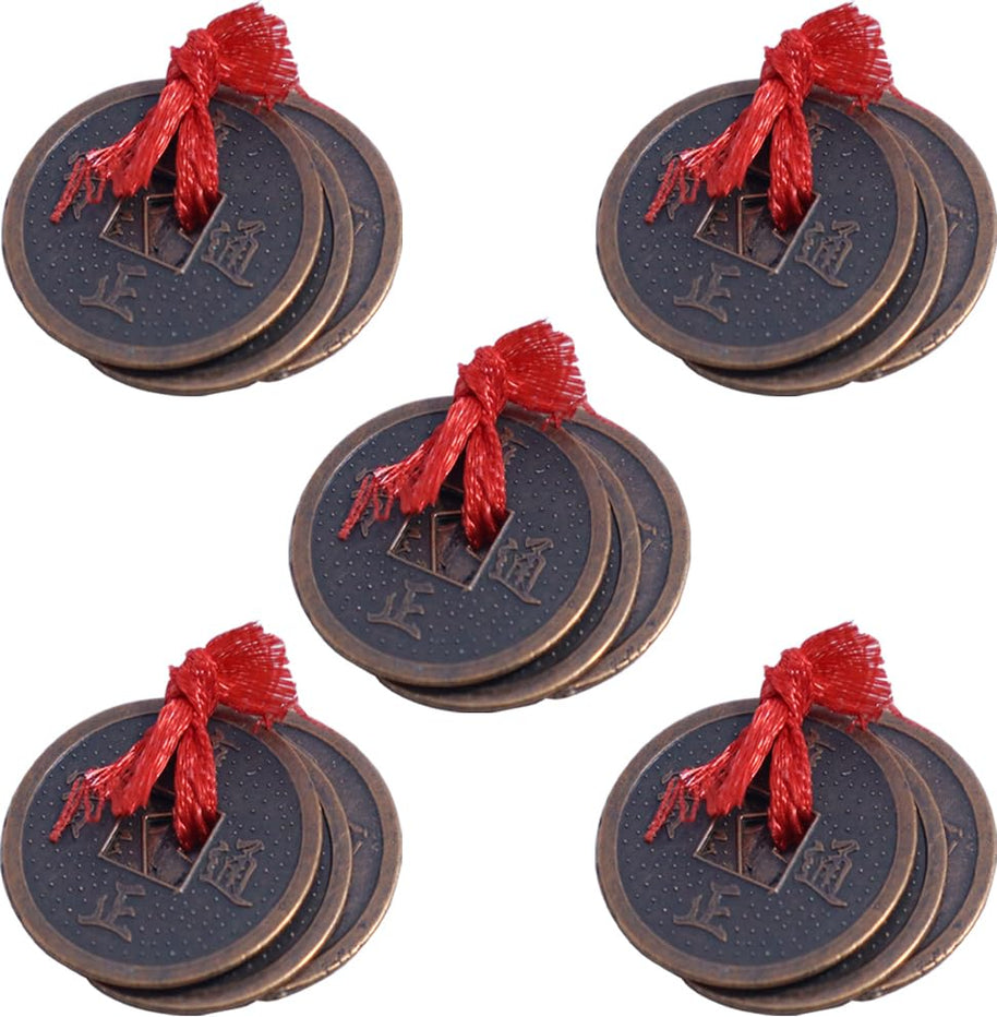 Feng Shui Vastu Remedies Dragon Phoenix 3 good luck Coins Set Brass – Wealth, Prosperity, Money, Good Luck