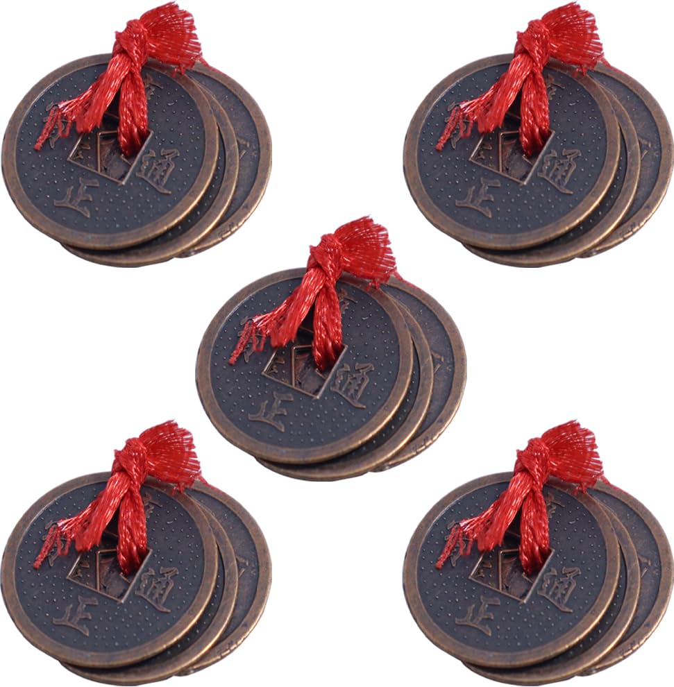 Feng Shui Vastu Remedies Dragon Phoenix 3 good luck Coins Set Brass – Wealth, Prosperity, Money, Good Luck