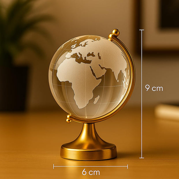 Feng Shui Crystal Globe With Golden Stand For Good Luck