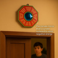 Feng Shui Chinese Convex Vastu Bagua(Pa Kua) Mirror For Positive(Chi) Energy | Wall/Door Decor For Protection,Wood, Multicolour.