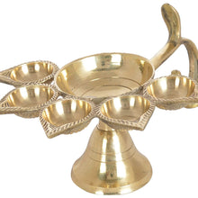 Indian Traditional Pure Brass Panch Deepak Aarti Oil Lamp for Pooja Mandir