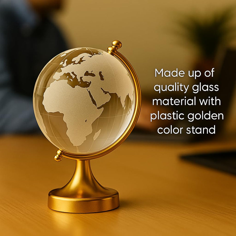 Feng Shui Crystal Globe With Golden Stand For Good Luck