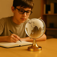 Feng Shui Crystal Globe With Golden Stand For Good Luck