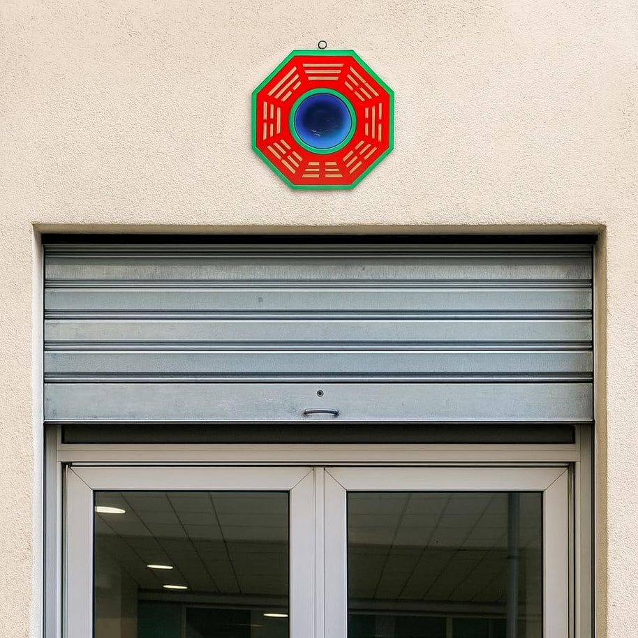 Feng Shui Chinese Convex Vastu Bagua(Pa Kua) Mirror For Positive(Chi) Energy | Wall/Door Decor For Protection,Wood, Multicolour.