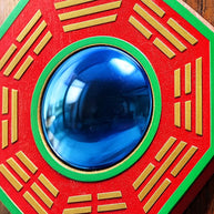 Feng Shui Chinese Convex Vastu Bagua(Pa Kua) Mirror For Positive(Chi) Energy | Wall/Door Decor For Protection,Wood, Multicolour.