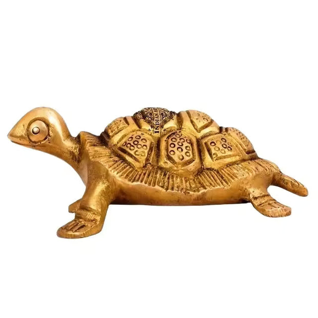 Golden Brass Tortoise Figurine – Vastu & Feng Shui Décor