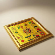 24k Gold Plated Shri Sampurna Yantra in Frame for Home Office for peace