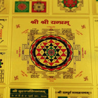 24k Gold Plated Shri Sampurna Yantra in Frame for Home Office for peace