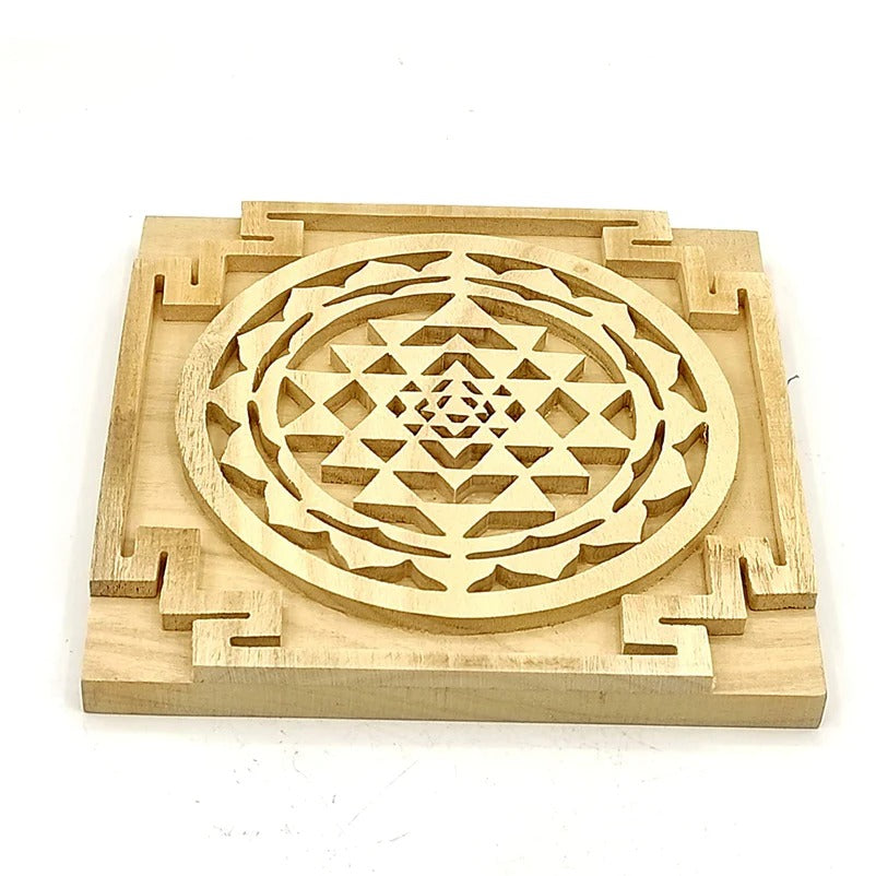 Sevan/Shriparni Wood Shree Yantra for Health Wealth Home/Office