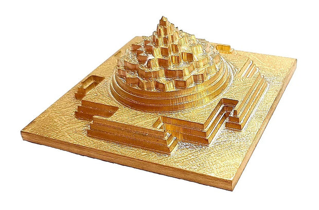 Maha Meru Shree Yantra 3D Meru Shree Yantra -Gold Plated /Brass with Accurate Cutting