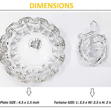 kachua Plate Glass Crystal Turtle Tortoise with Plate for Feng Shui and Vastu Best Gift for Good Luck Original (Glass Crystal)