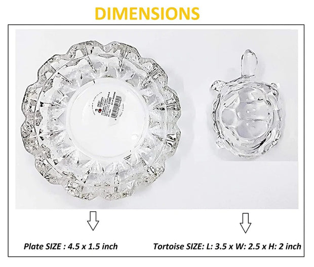 kachua Plate Glass Crystal Turtle Tortoise with Plate for Feng Shui and Vastu Best Gift for Good Luck Original (Glass Crystal)