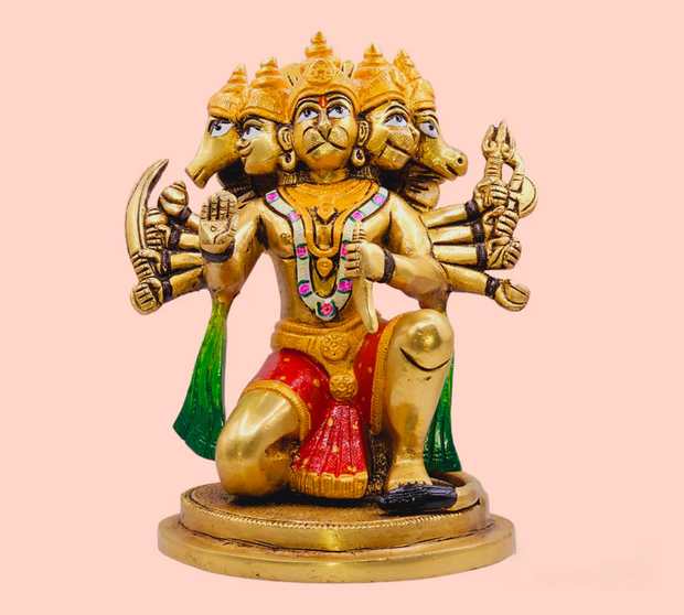 Brass Panchmukhi Hanuman Statue