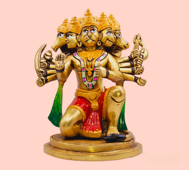 Brass Panchmukhi Hanuman Statue
