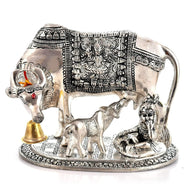Kamdhenu Cow with Calf and Krishna Figurine Decorative Showpiece for Home Decor and Gift