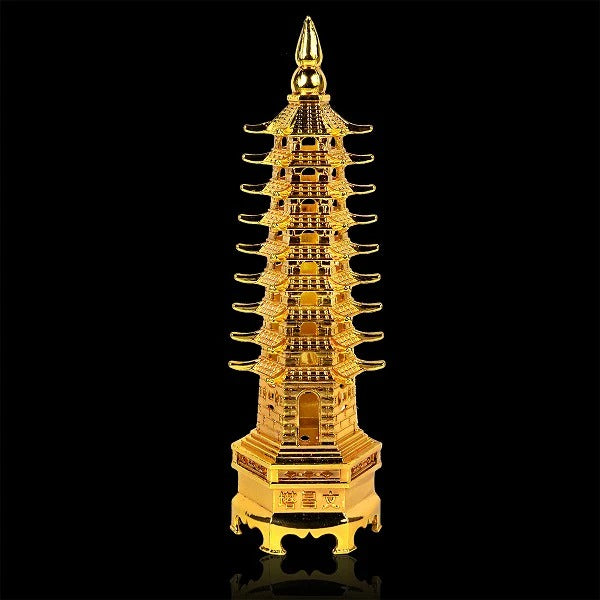 Feng Shui Golden Education Tower for Student Study Table Remedy for Academic and Education Good Luck for Children
