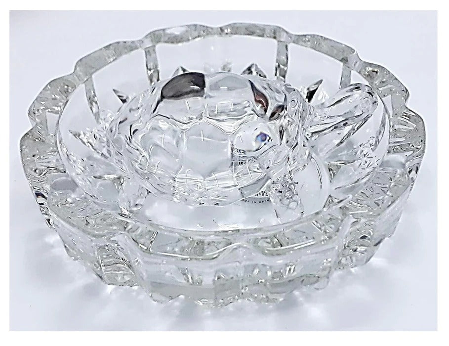 kachua Plate Glass Crystal Turtle Tortoise with Plate for Feng Shui and Vastu Best Gift for Good Luck Original (Glass Crystal)
