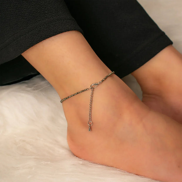 raw pyrite anklet