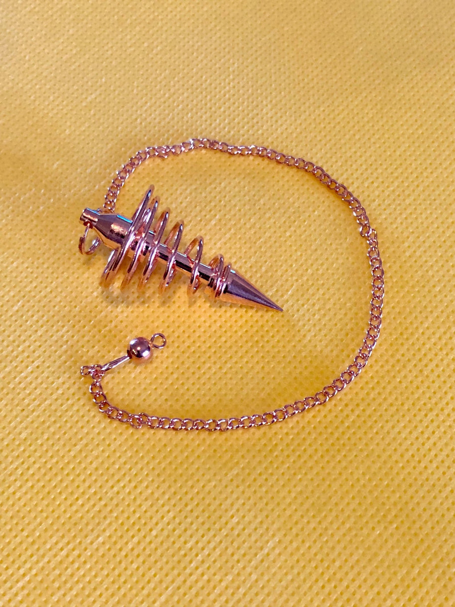 Copper Metal Light Weight Spiral Cone Point Pendulum. Healing Dowsing Reiki Pendulum for Divination and Chakra Balancing