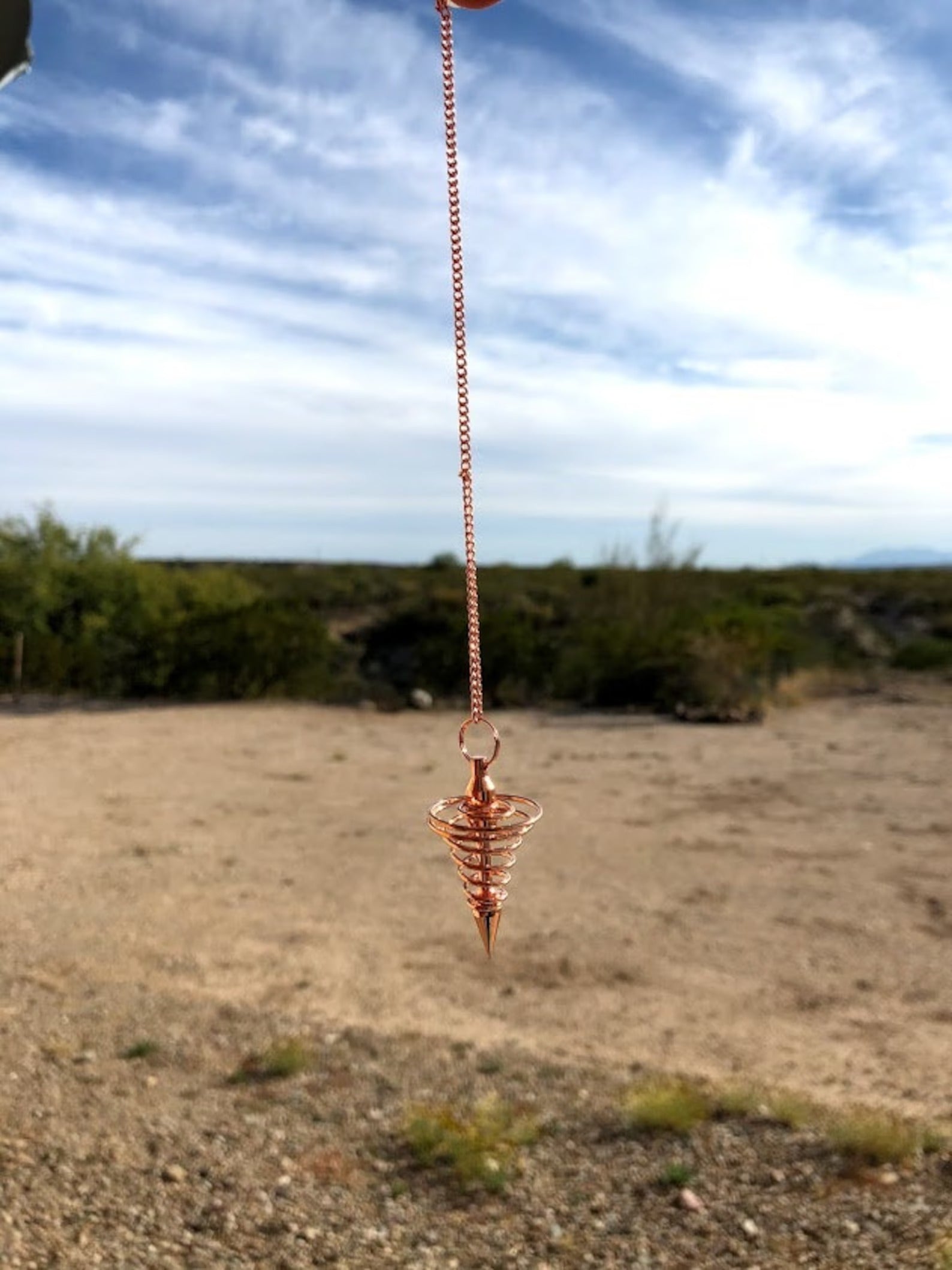 Copper Metal Light Weight Spiral Cone Point Pendulum. Healing Dowsing Reiki Pendulum for Divination and Chakra Balancing