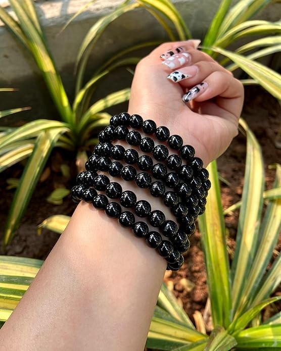 Natural Black Tourmaline Bracelet for Men, Women, Boys, Girls, Strong Protection from Negativity Energy