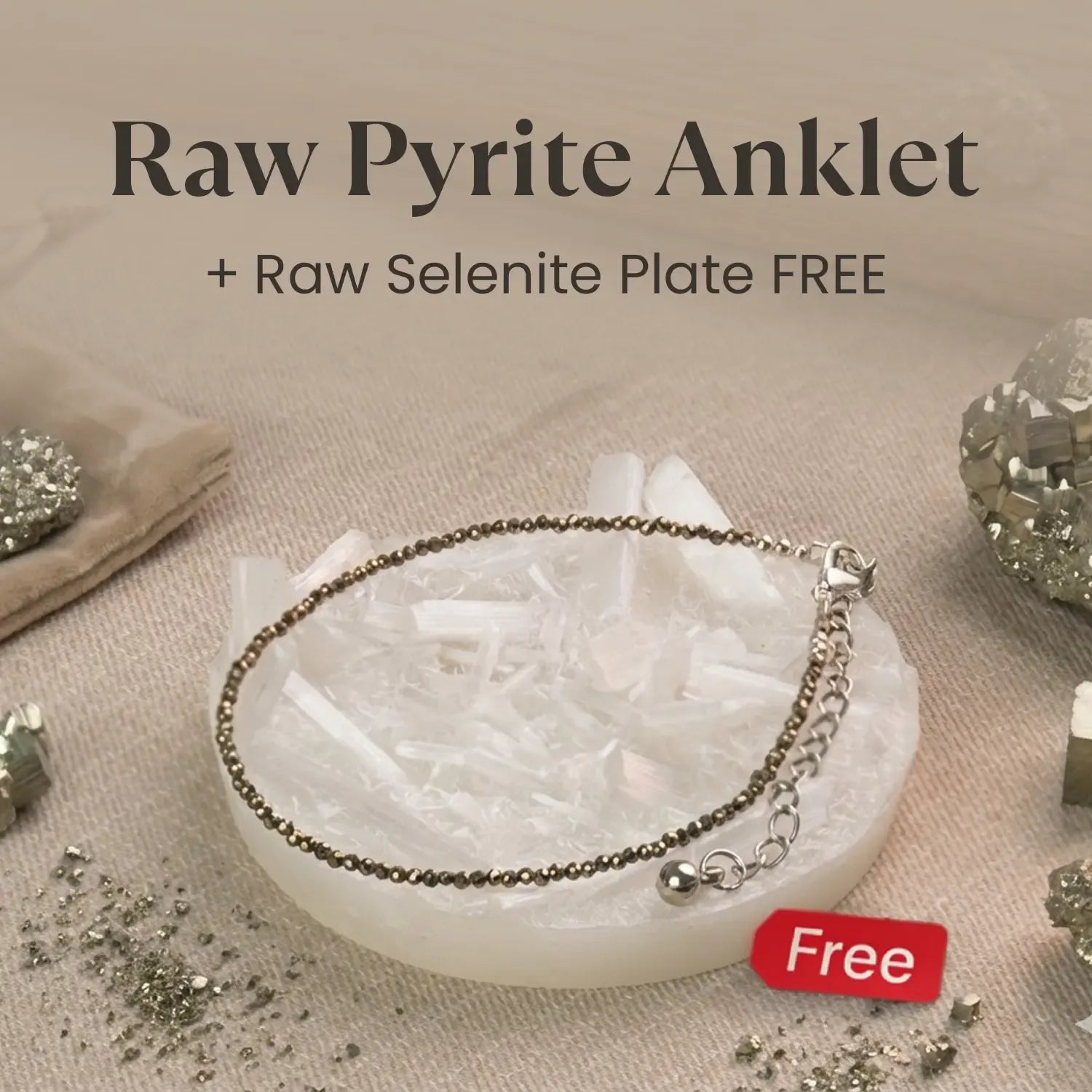 raw pyrite anklet