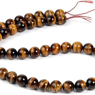 Natural Tiger Eye Stone Loose Beads 8 mm Round Bead | Crystal Stone Beads Strand/Lines for Jewellery Making Bracelets Beads Malas Beads for Jewellery Making Necklace/Bracelet/Mala