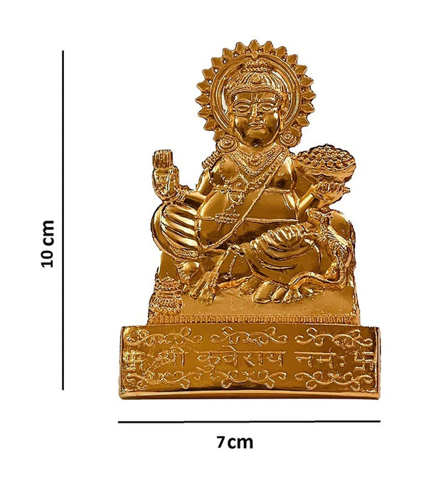 Bronze Kuber Kunji Key With Kuber Statue Original Vastu Fengshui for Wealth & Prosperity (Yellow)