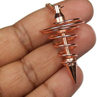 Copper Metal Light Weight Spiral Cone Point Pendulum. Healing Dowsing Reiki Pendulum for Divination and Chakra Balancing