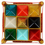 Navgrah/Navgraha Pyramid Yantra Chowki In Brass For Navgraha Shanti & Good Luck (9 Cms) (1 Pc)
