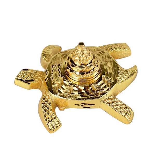 Shree Yantra on Tortoise / Kurma Sumeru Shree Yantra / Kacchua Turtle Shree Yantra for Good Luck and Prosperity (Color : Golden)