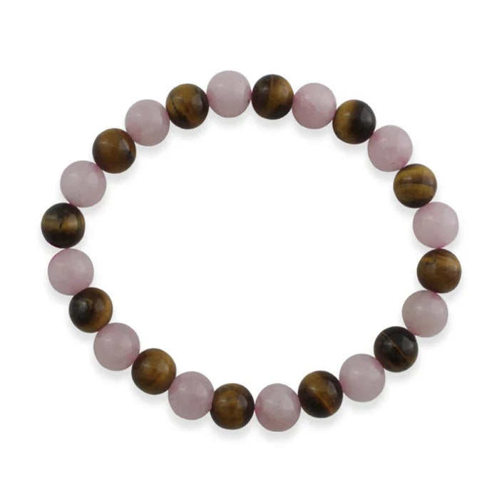 Rose Quartz Tiger Eye Combination Bracelet