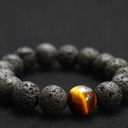 Natural Lava Stone Beads Stretchable Bracelet