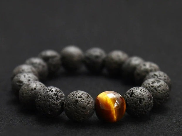 Natural Lava Stone Beads Stretchable Bracelet