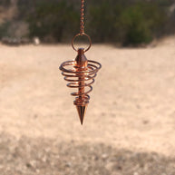Copper Metal Light Weight Spiral Cone Point Pendulum. Healing Dowsing Reiki Pendulum for Divination and Chakra Balancing