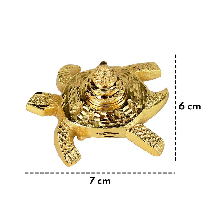 Shree Yantra on Tortoise / Kurma Sumeru Shree Yantra / Kacchua Turtle Shree Yantra for Good Luck and Prosperity (Color : Golden)