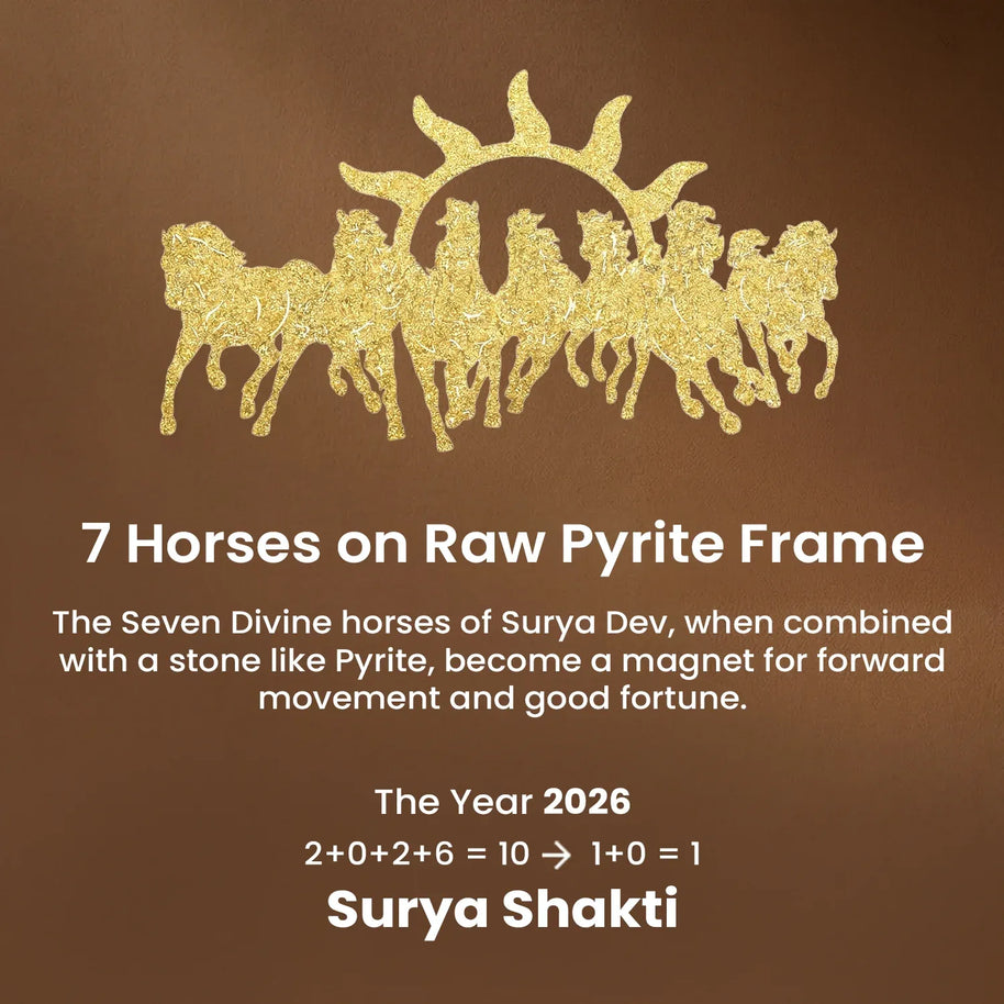7 horse frame with raw pyrite