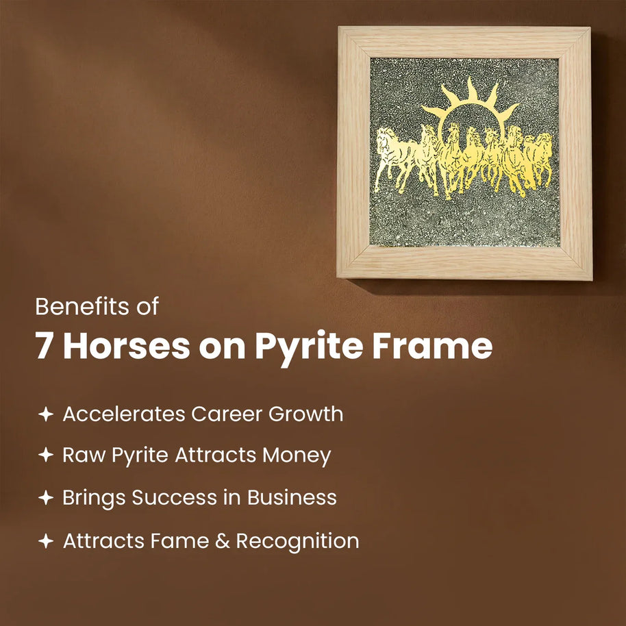 7 horse frame with raw pyrite