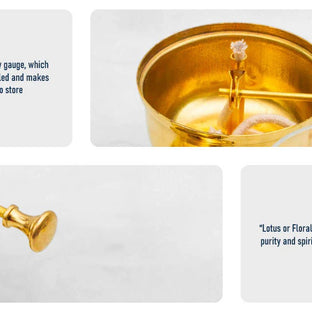 Pure Brass Akhand Jyoti Diya with Glass Cover & Adjustable Bati Knob | Windproof & Long-Lasting Diya