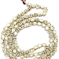 Carved Stone Skull/Narmund Mala for Goddess Kali Pooja Good Health,Wealth & Puja (108+1)