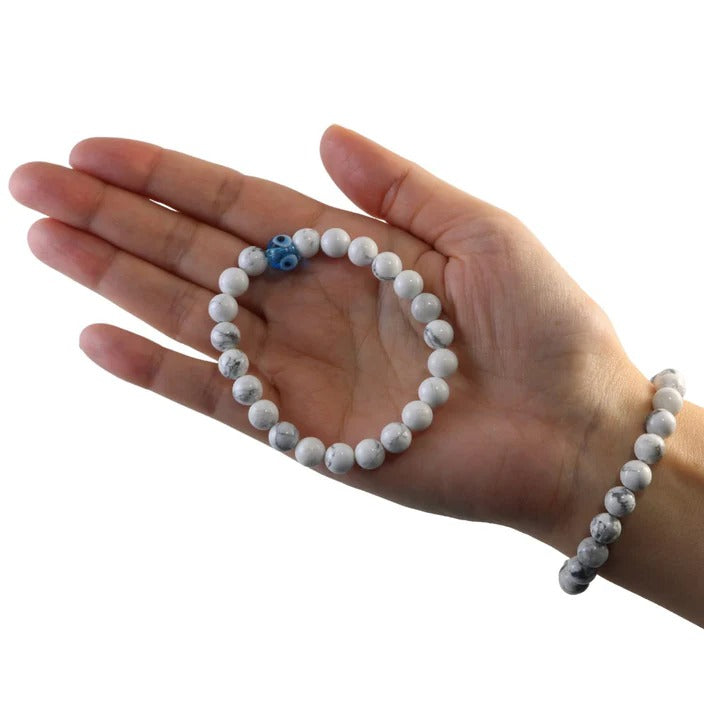 Howlite Beads With Blue Evil Eye Bracelet For Protection Healing