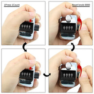 Tally Counter Handheld, Digit Number Lap Counter Manual Mechanical Clicker with Finger Ring Sliver