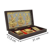 Gold Plated Ram Darbar with Charan Paduka In Brown Pooja Box