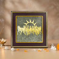 7 horse frame with raw pyrite
