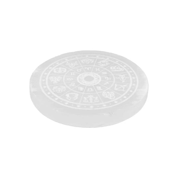 Zodiac Sign Selenite Charging Plate | Purify & Amplify Energy | Crystal Cleansing & Recharging