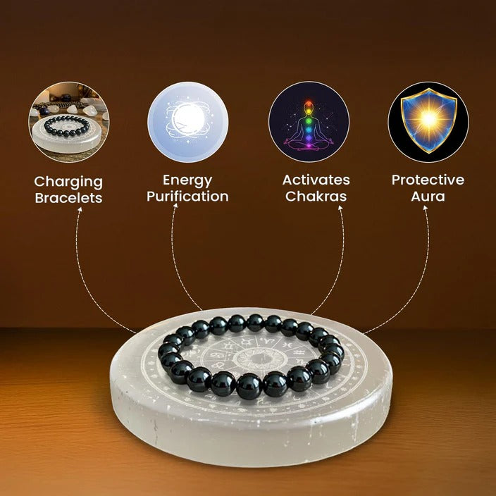 Zodiac Sign Selenite Charging Plate | Purify & Amplify Energy | Crystal Cleansing & Recharging