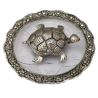 Golden Glass Plate Feng Shui Metal Tortoise, Kachua Plate, Turtle Plate Yantra Vastu Feng Sui | Vaastu Yantra(5.5 inch)