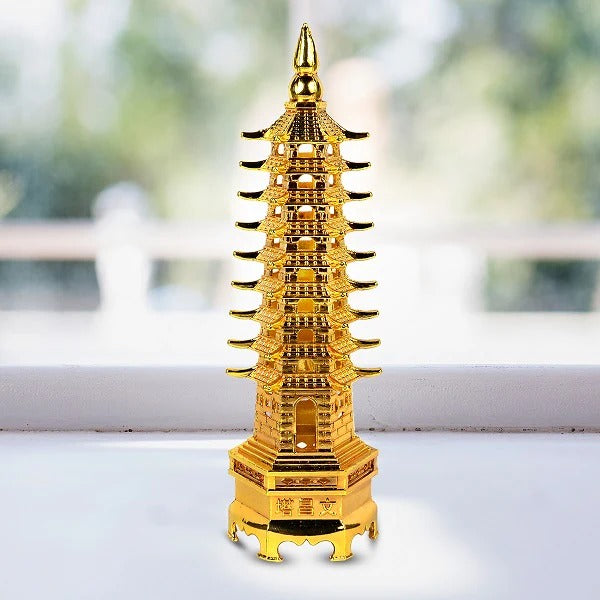 Feng Shui Golden Education Tower for Student Study Table Remedy for Academic and Education Good Luck for Children