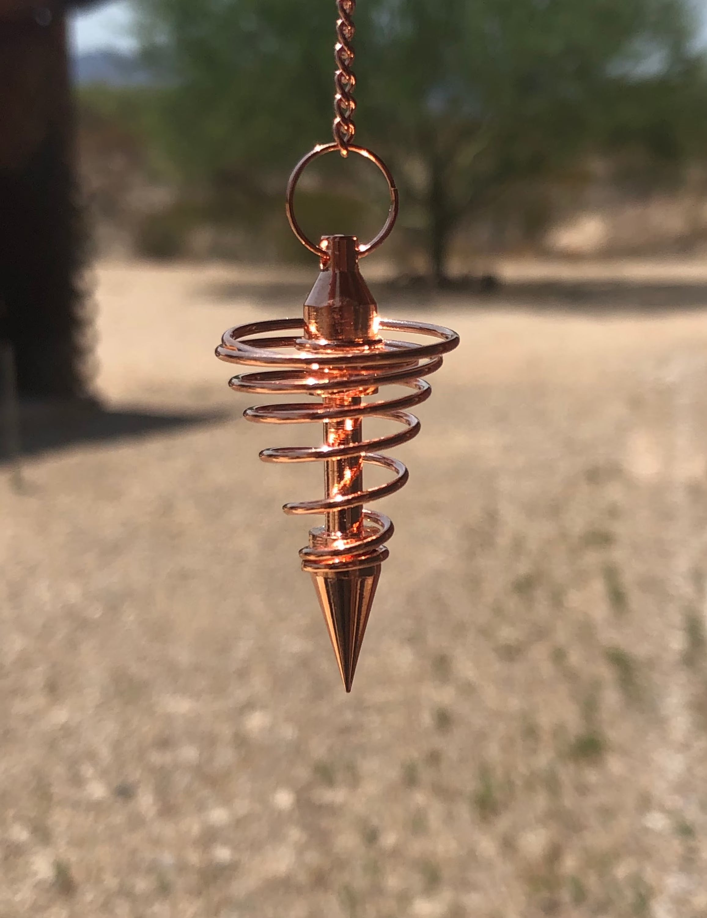 Copper Metal Light Weight Spiral Cone Point Pendulum. Healing Dowsing Reiki Pendulum for Divination and Chakra Balancing